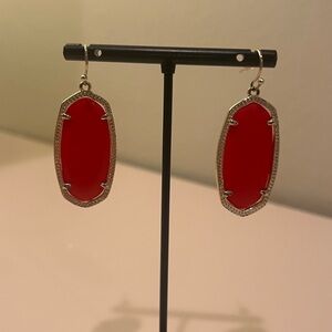 Kendra Scott Rayne Red Dangle Earrings with Gold Accents